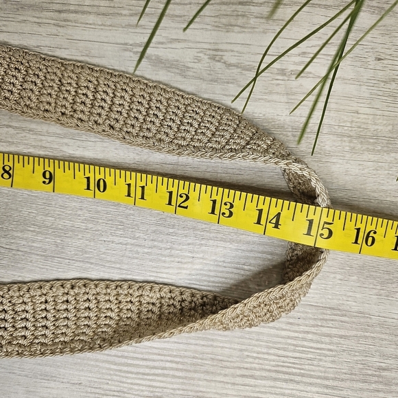 Crochet 100% Rayon Tan Hobo Bag  Drawstring Slouchy Summer Beach Minimalist - Picture 5 of 10